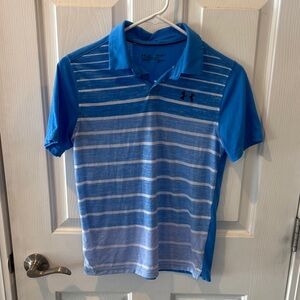 Under Armour UA Boys Blue and White Polo Shirt